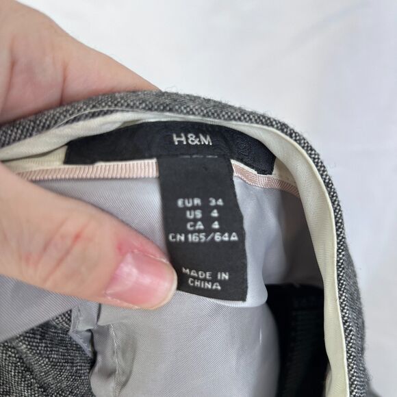 H&M Tweed Wool Blend Straight Leg Dress Pants Career Office Work Size 4 Classic - Picture 7 of 10